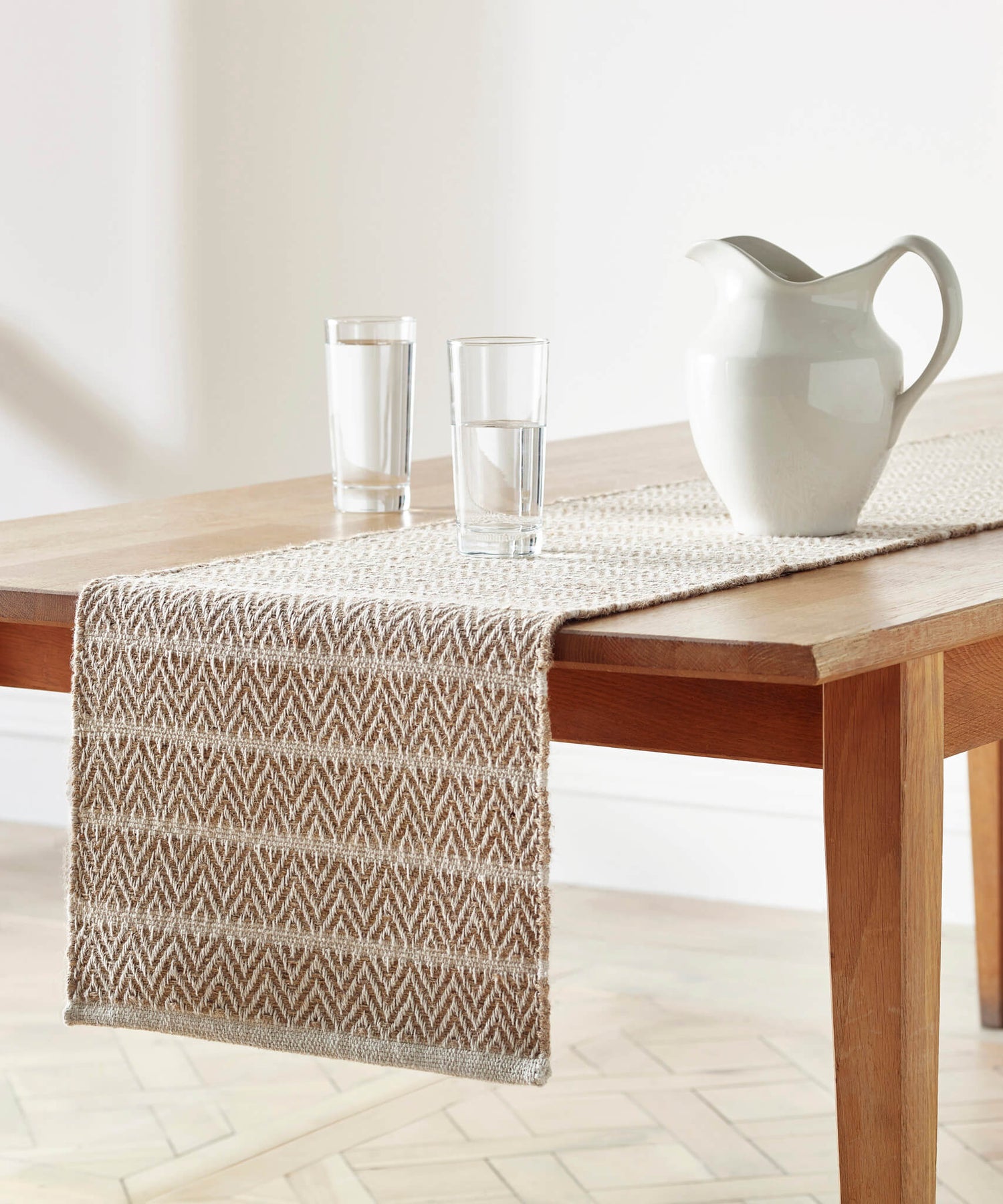 Luna Jute Woven Table Runner Blue Loom