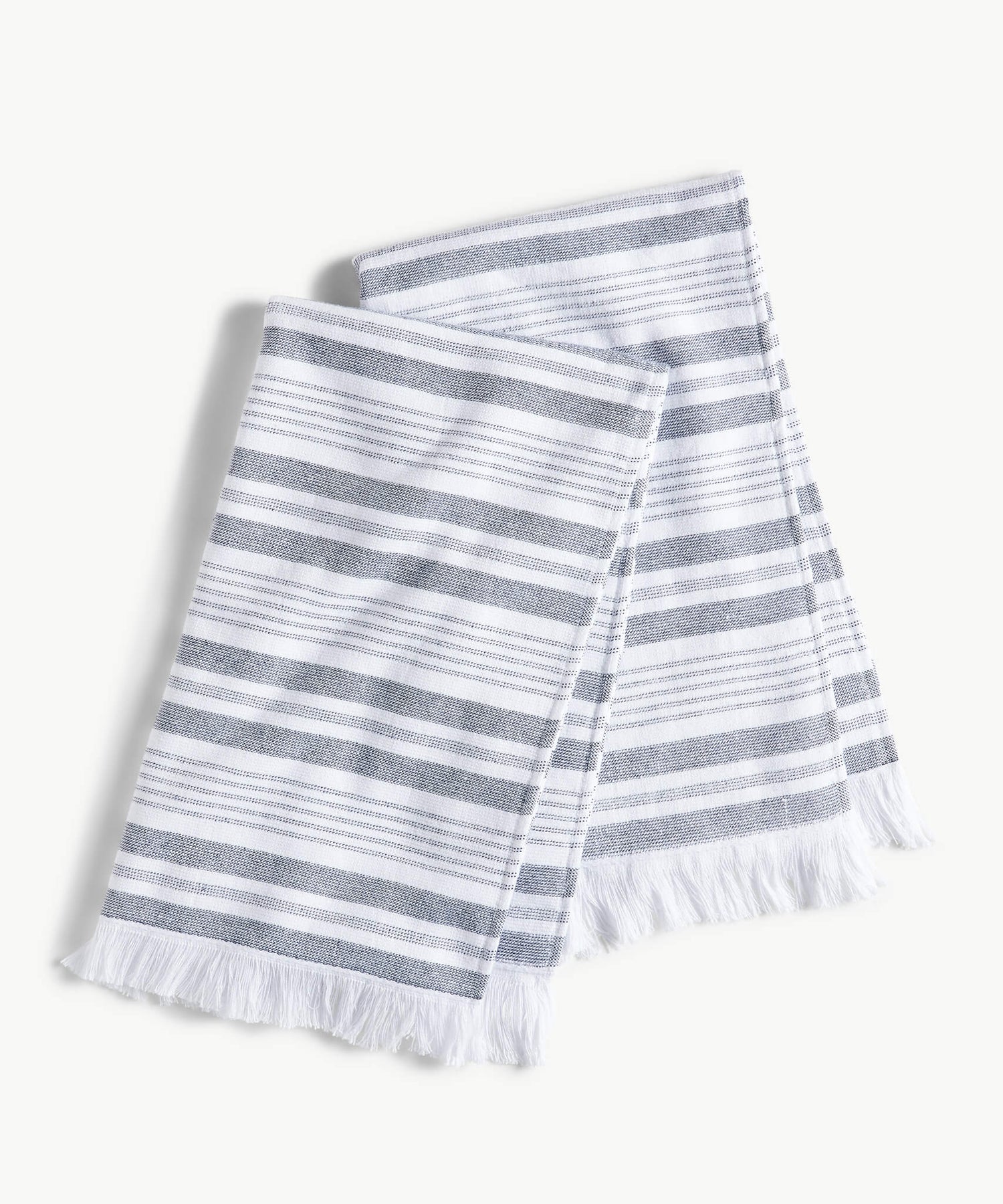 Hand-Loomed Cotton Kitchen Towels, Set of 2: Blue Pinstripe